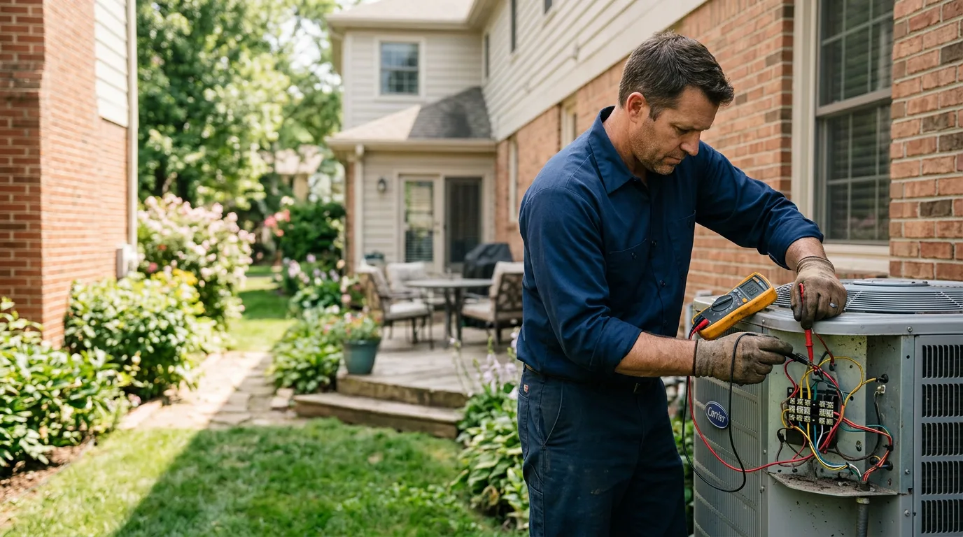 HVAC technician working near London Mills, IL